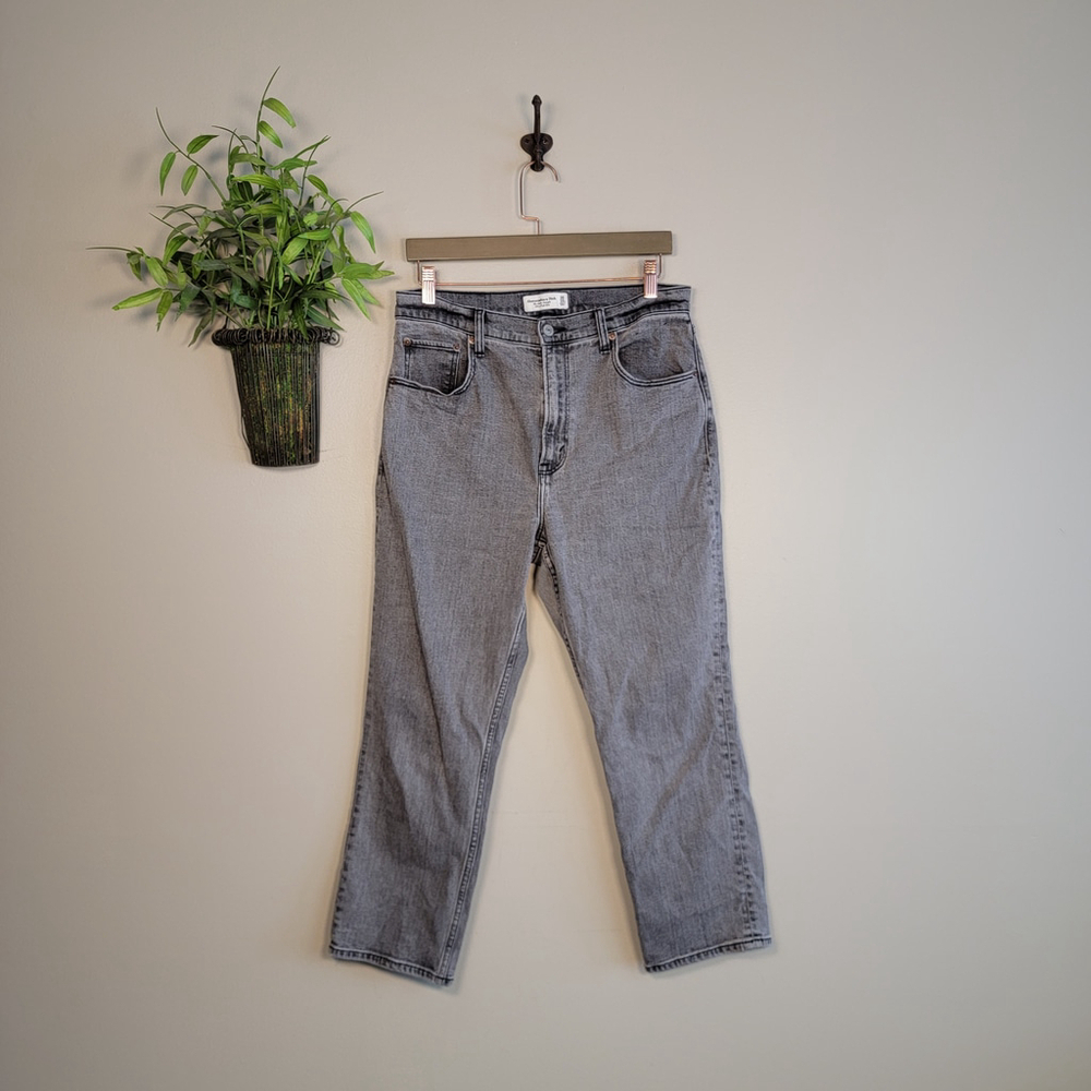 Abercrombie & Fitch Ankle Straight Ultra High Rise Curve Love Gray 10 30 S Jeans
